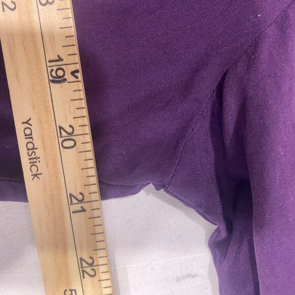 Anna & Frank Silk Button Down Top Womens Size M V-Neck Purple Blouse - Picture 10 of 12